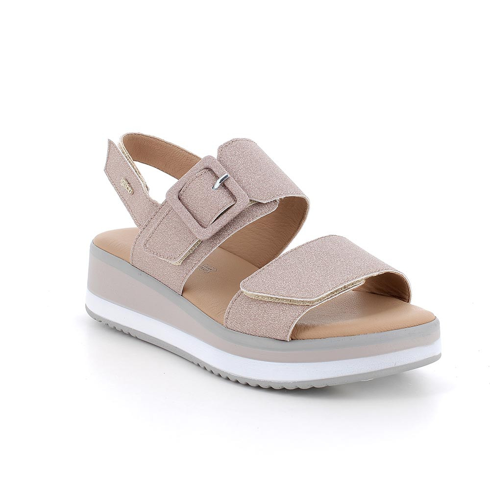 sandal with wedge woman light pink glitter