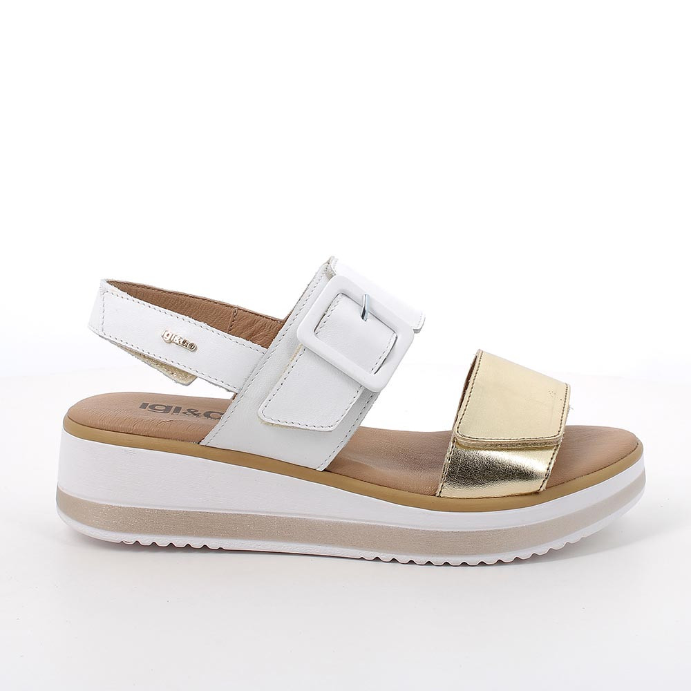 White and gold wedge sandals cheap