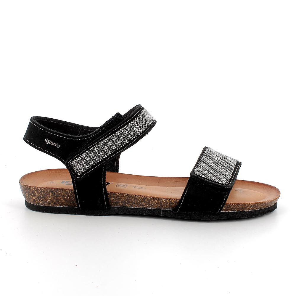 Sandali in pelle da donna nero