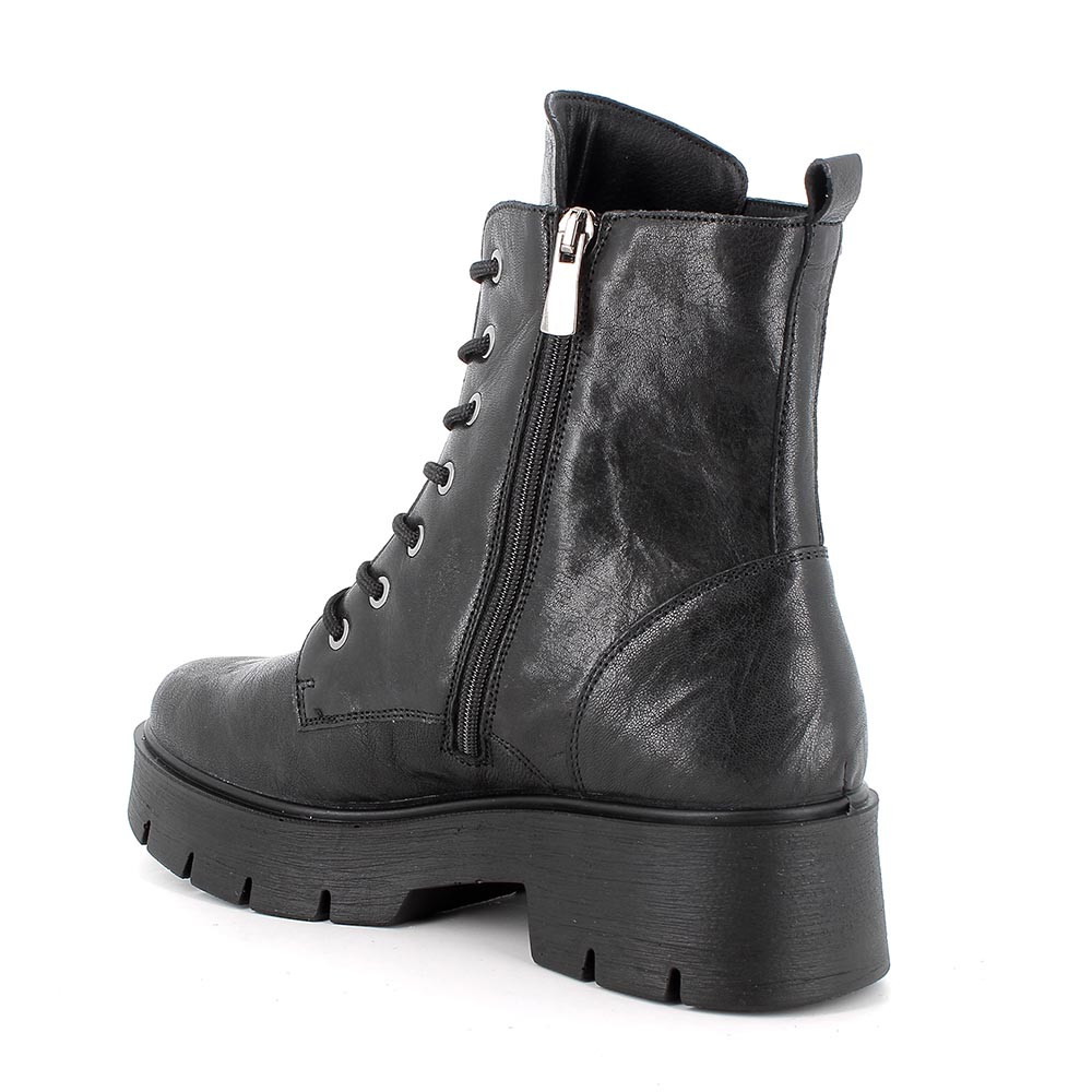 Anfibi con tacco in pelle da donna nero