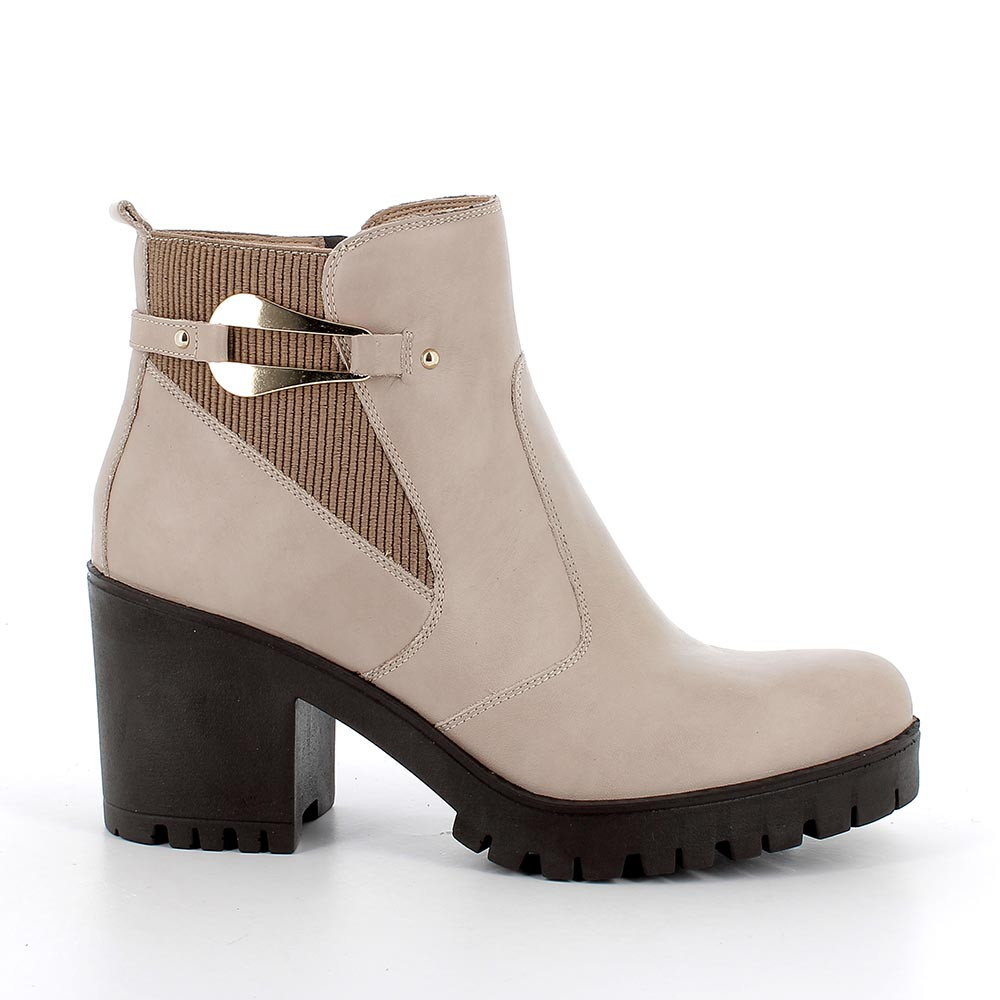 Stivaletti con tacco in pelle da donna visone