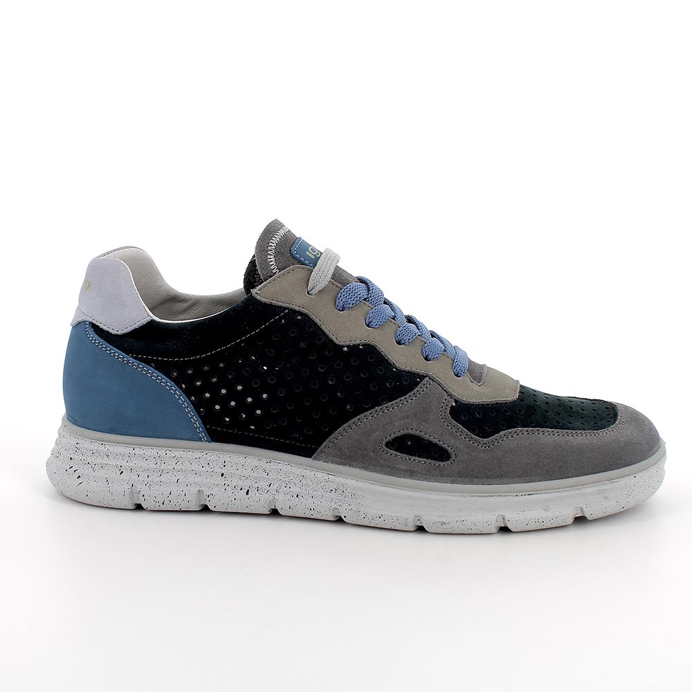 Sneakers da uomo blu e grigio con lacci, Taglia 44 - IgieCo