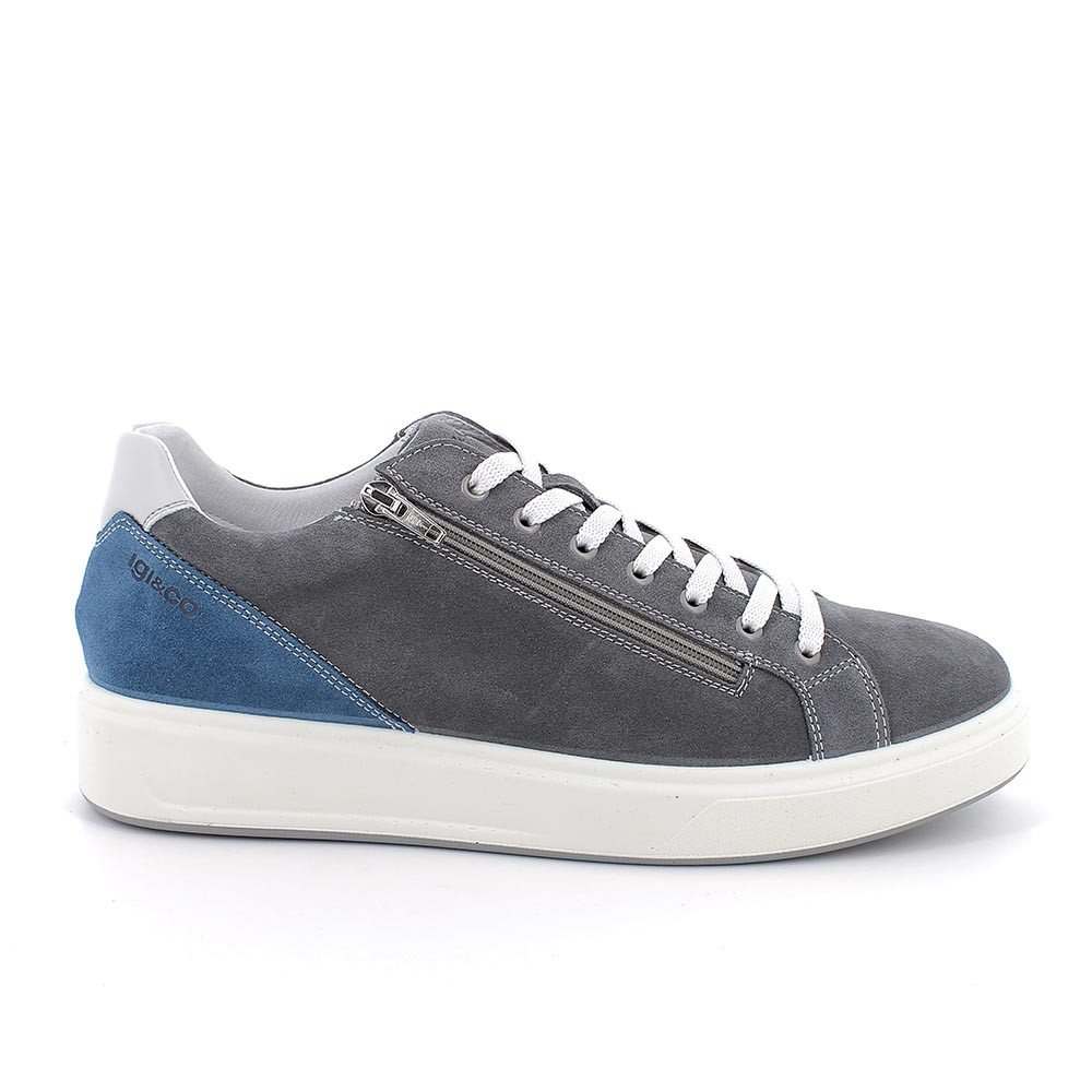 Sneakers da uomo grigio con zip, Taglia 40 - IgieCo