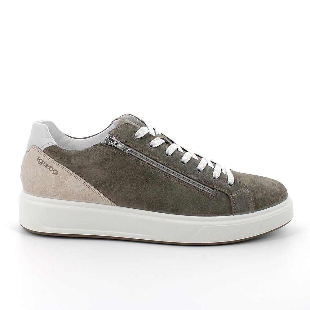 Sneakers in pelle da uomo verde militare, Taglia 40 - IgieCo