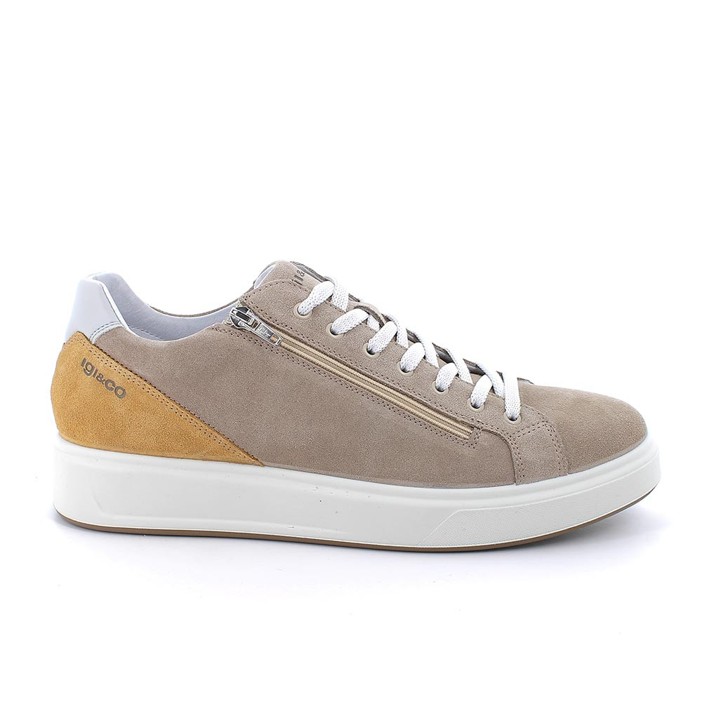 Sneakers da uomo beige con zip, Taglia 40 - IgieCo