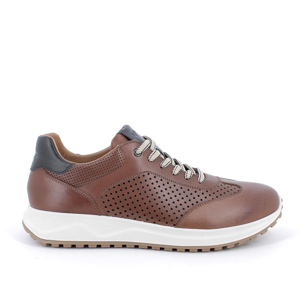 Sneakers in pelle da uomo tabacco, Taglia 43 - IgieCo