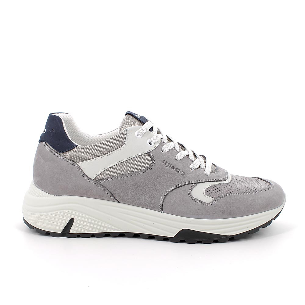 Sneakers in pelle da uomo grigio chiaro, Taglia 46 - IgieCo