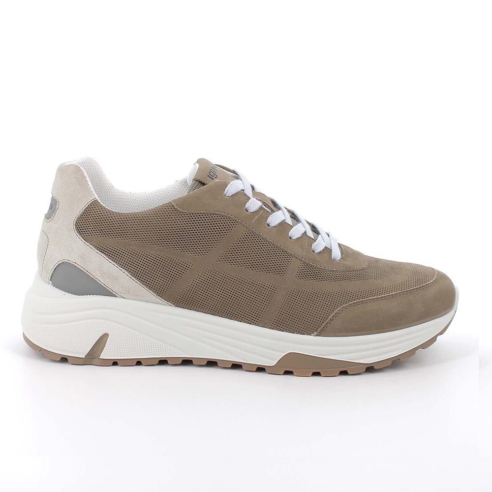 Sneakers in pelle da uomo oliva, Taglia 45 - IgieCo