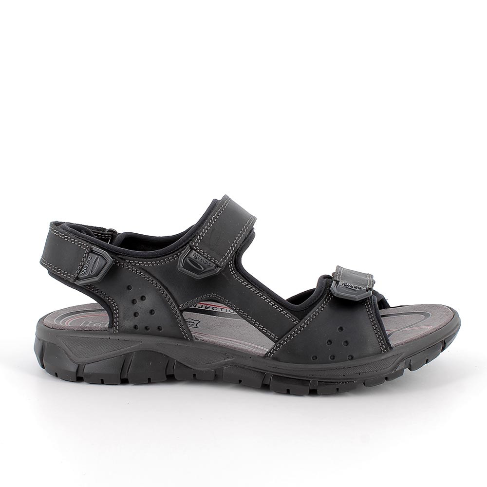 Sandali in pelle da uomo nero, Taglia 44 - IgieCo