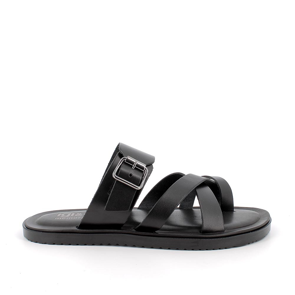 Sandali con infradito in pelle da uomo nero, Taglia 43 - IgieCo