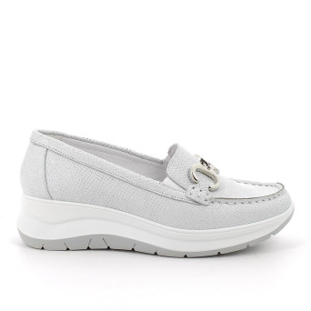 Mocassins with wedge for women white with elastic Mocassins with wedge for women white with elastic