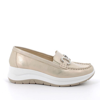 Mocassins with wedge for women platinum with elastic Mocassins with wedge for women platinum with elastic