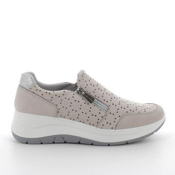 DAME SLIP ON MIT KEIL BEIGE UND GRAU MIT ZIP DAME SLIP ON MIT KEIL BEIGE UND GRAU MIT ZIP