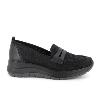 Mocassins with wedge for women black with elastic Mocassins with wedge for women black with elastic