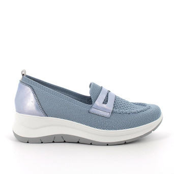Mocassins with wedge for women sky blue with elastic Mocassins with wedge for women sky blue with elastic