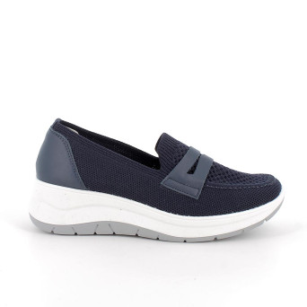 Mocassins with wedge for women blue with elastic Mocassins with wedge for women blue with elastic