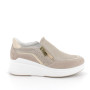Slip on shoe with wedge for women beige and platinum with zip Slip on shoe with wedge for women beige and platinum with zip
