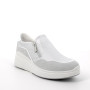 Zapatillas slip on con cuña para mujer blanco y plata con cremallera Zapatillas slip on con cuña para mujer blanco y plata con cremallera