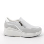 Slip on shoe with wedge for women white and silver with zip Slip on shoe with wedge for women white and silver with zip