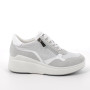 Sneakers with wedge for women white and silver with zip Sneakers with wedge for women white and silver with zip
