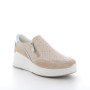 Zapatillas slip on con cuña para mujer beige con cremallera Zapatillas slip on con cuña para mujer beige con cremallera
