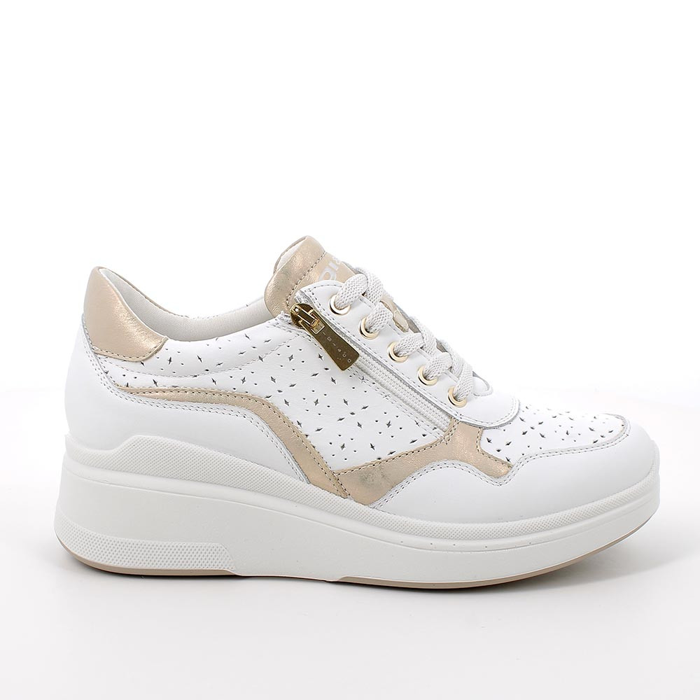 Sneakers con zeppa da donna bianco con zip