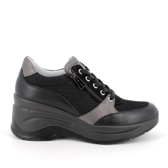 Sneakers with wedge for women black with zip Sneakers with wedge for women black with zip