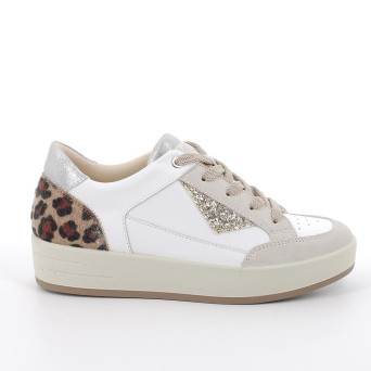 Sneaker pour femme blanc et beige avec lacets Sneaker pour femme blanc et beige avec lacets