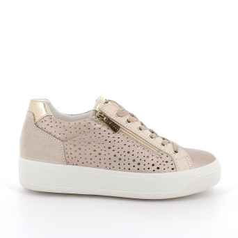 DAME SNEAKER PLATIN UND BEIGE MIT ZIP DAME SNEAKER PLATIN UND BEIGE MIT ZIP