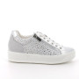 Sneakers da donna argento e bianco con zip Sneakers da donna argento e bianco con zip