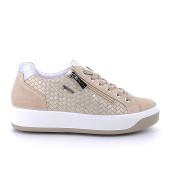 Sneakers for women beige and platinum with zip Sneakers for women beige and platinum with zip