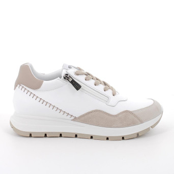Sneaker pour femme blanc et beige avec zip Sneaker pour femme blanc et beige avec zip