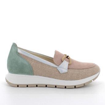 DAME MOKASSIN ROSA UND BEIGE  DAME MOKASSIN ROSA UND BEIGE