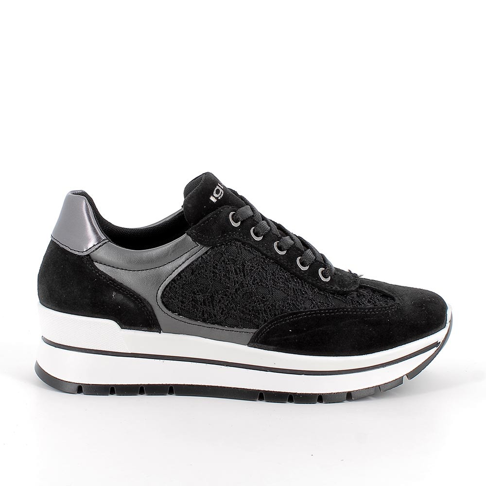 Sneakers da donna nero con lacci, Taglia 36 - IgieCo