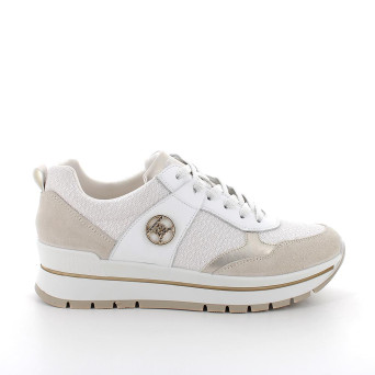 Sneakers da donna bianco e beige con lacci Sneakers da donna bianco e beige con lacci
