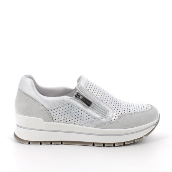 Slip on shoes for women silver and white with zip Slip on shoes for women silver and white with zip