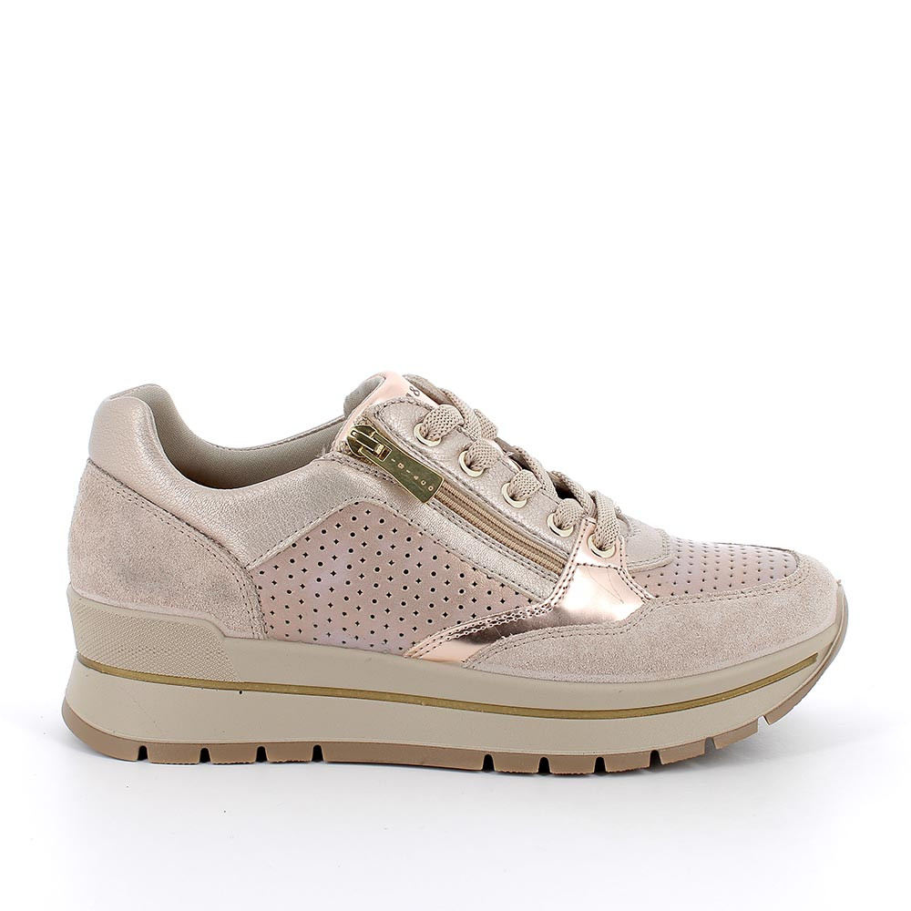 Sneakers da donna beige con zip