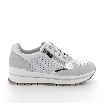 Sneakers for women silver and white with zip Sneakers for women silver and white with zip