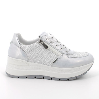 Sneakers with wedge for women silver and white with zip Sneakers with wedge for women silver and white with zip