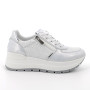 Sneakers with wedge for women silver and white with zip Sneakers with wedge for women silver and white with zip