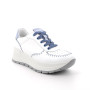 Deportivo con cuña para mujer blanco y celeste con cordones Deportivo con cuña para mujer blanco y celeste con cordones