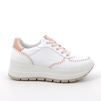 DAME SNEAKER MIT KEILABSATZ WEISS UND ROSA MIT SENKEL DAME SNEAKER MIT KEILABSATZ WEISS UND ROSA MIT SENKEL