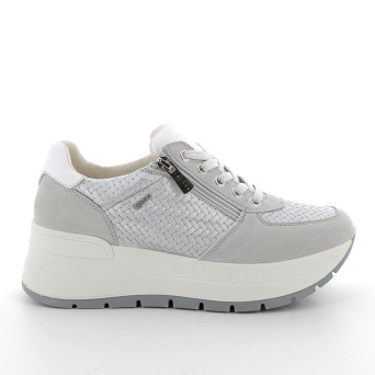 Sneaker avec coin pour femme blanc et argent avec zip Sneaker avec coin pour femme blanc et argent avec zip