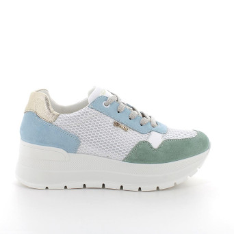 Sneakers with wedge for women green and sky blue with laces Sneakers with wedge for women green and sky blue with laces