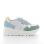 Sneaker avec coin pour femme vert et bleu clair avec lacets Sneaker avec coin pour femme vert et bleu clair avec lacets