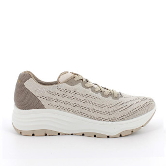 Sneaker avec coin pour femme beige avec lacets Sneaker avec coin pour femme beige avec lacets