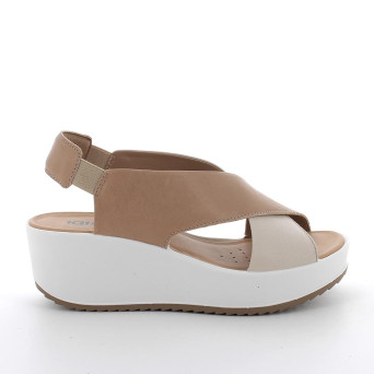 Sandals with wedge for women beige with elastic Sandals with wedge for women beige with elastic