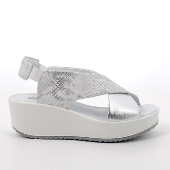 Sandals with wedge for women silver with elastic Sandals with wedge for women silver with elastic
