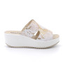 Sandals with wedge for women platinum and beige  Sandals with wedge for women platinum and beige