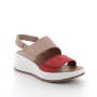 Sandale avec coin pour femme rouge et beige avec velcro Sandale avec coin pour femme rouge et beige avec velcro